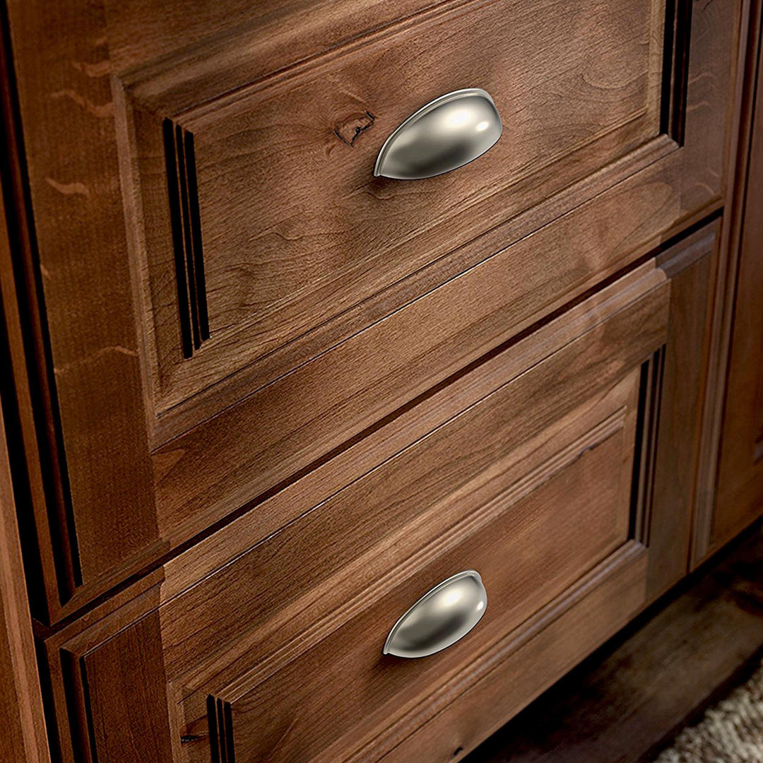 Contemporary Cup (10-Pack) Cabinet Handles 3 Hole to Hole Satin Nickel Kitchen Cabinet Pulls Drawer Handles Cabinet Hardware Dresser Drawer Pulls P34702K-SN-B