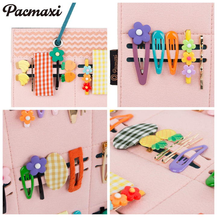 Baby Hair Clips Organizer, Hanging Baby Girls Hair Bows Organizer Storage, Hair Barrettes Accessory Display Holder for Babies Infant Toddlers Kids(Pink)