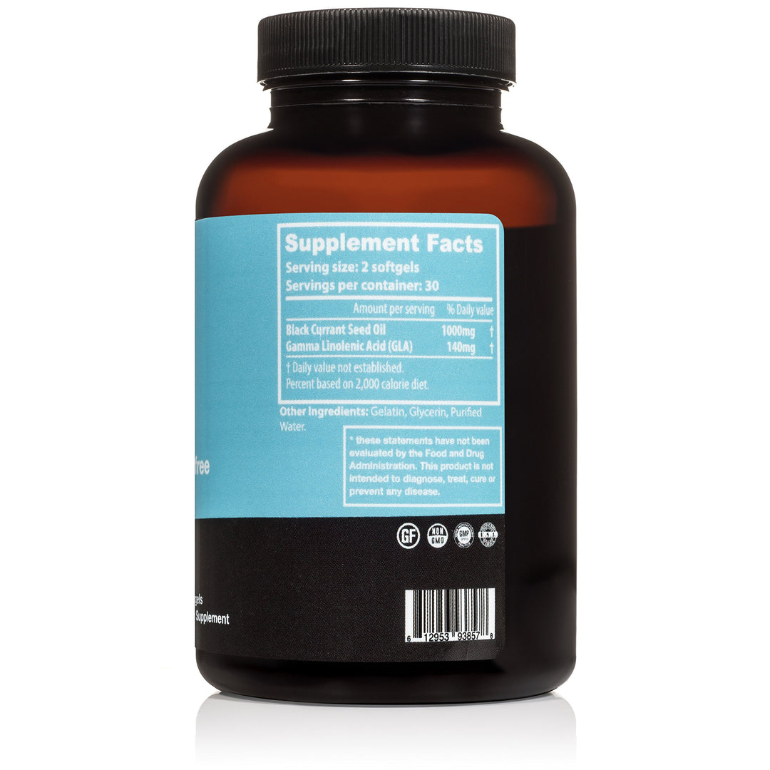 Black Currant Oil 1000mg - Cold Pressed - Hexane Free - High in GLA - Supports Healthy Hair, Skin, and Nails - Assists Menstrual Cycle - Premium Black Currant Seed Oil Softgel Supplement