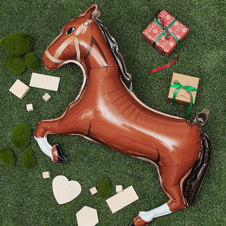 8 Pieces Mini Foil Horse Balloon Brown Horse Shaped Balloon Cowboy Foil Balloon Animal Themed Party Decorations for Birthday Baby Shower Horse Racing Day Party, 20 Inches