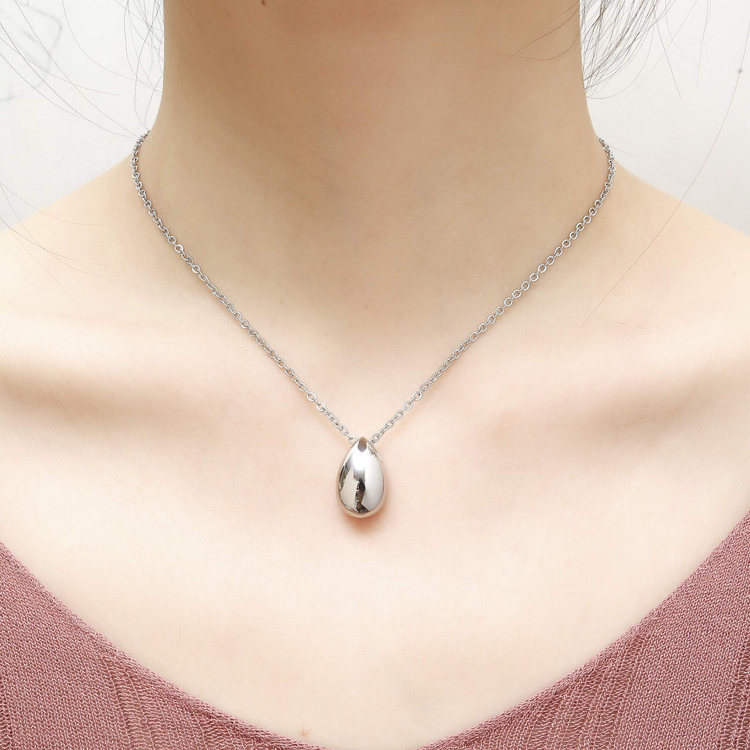 Teardrop Memorial Keepsake Ashes Urn Pendant Necklace Stainless Steel Cremation Jewelry (Silver)