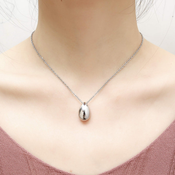 Teardrop Memorial Keepsake Ashes Urn Pendant Necklace Stainless Steel Cremation Jewelry (Silver)