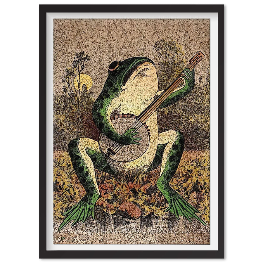 LUUSHOME Banjo Frog Art Poster Canvas Painting Creativity Poster and Print Wall Art Picture for Living Room Home Decoration (Frog, 12 x 18 in Unframed)