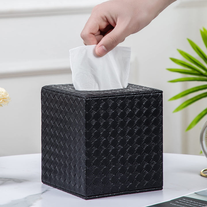 Black Tissue Box Cover,Square Tissue Box Cover,Black Tissue Box Holders,Tissue Holder for Bathroom Accessories,Bathroom Tissue Holders