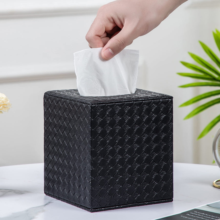 Black Tissue Box Cover,Square Tissue Box Cover,Black Tissue Box Holders,Tissue Holder for Bathroom Accessories,Bathroom Tissue Holders