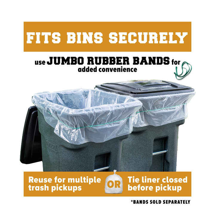 95 Gallon Trash Bags, 1.5 Mil, Clear, 50 / Case