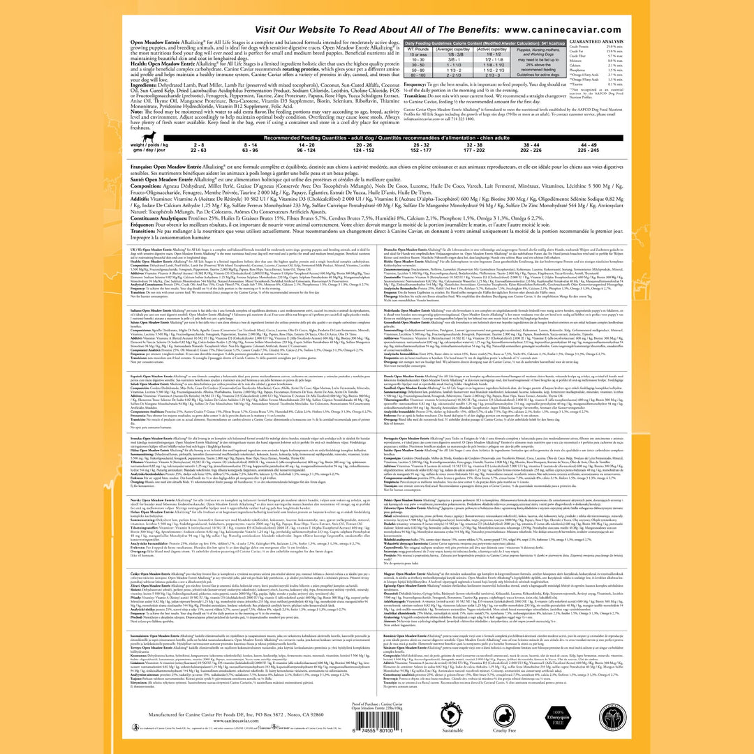 - Open Meadow: Lamb &amp; Pearl Millet Alkaline Dry Dog Food, Limited Ingredients, Gluten-Free, Based on Science &amp; Research, Veterinary Alternative Diet (22 Pound Bag)