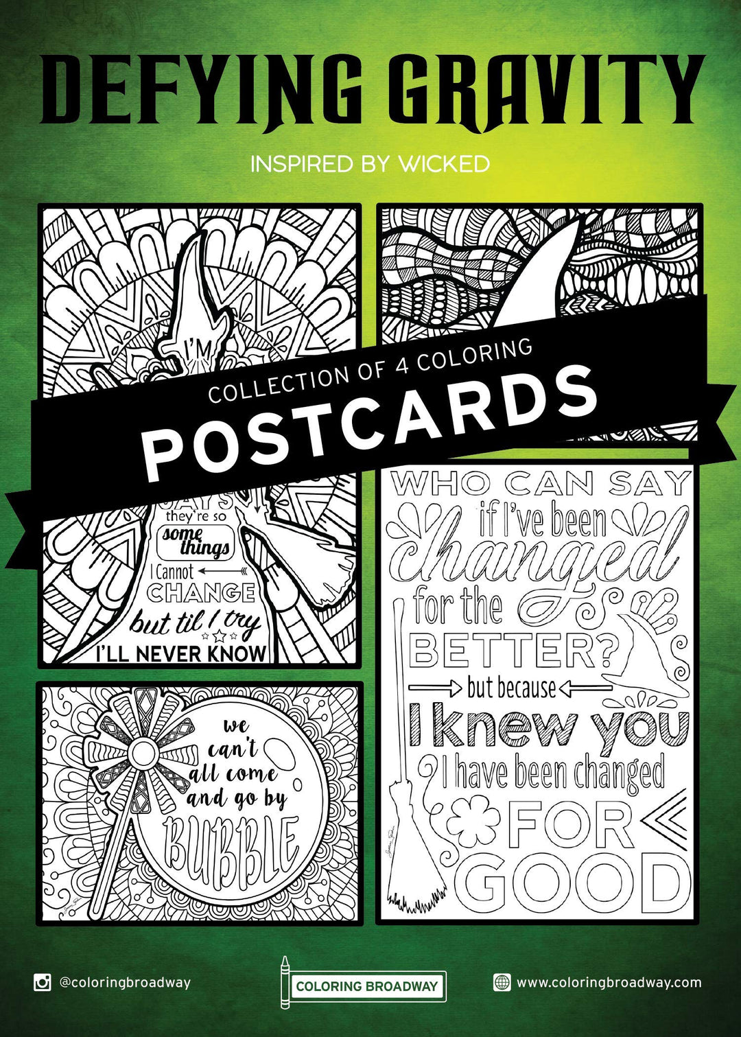 Wicked Card stock Postcards (5 x 7 - Set of 4)