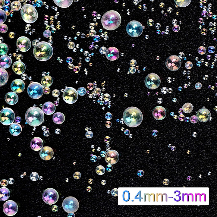 225g UV Resin Bubble Beads, Mini Transparent Colorful Beads, No Hole Tiny Beads, Coloful Resin Supplies Accessories for Resin Molds Resin Fillers Jewelry Making(0.4mm to 3mm)