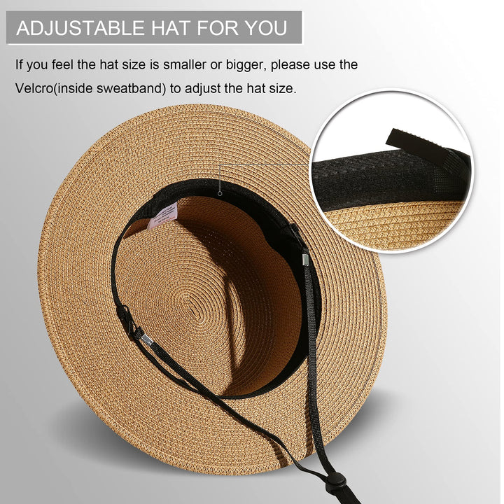 Lanzom Sun Hats for Women Wide Brim Straw Boater Hat Fo