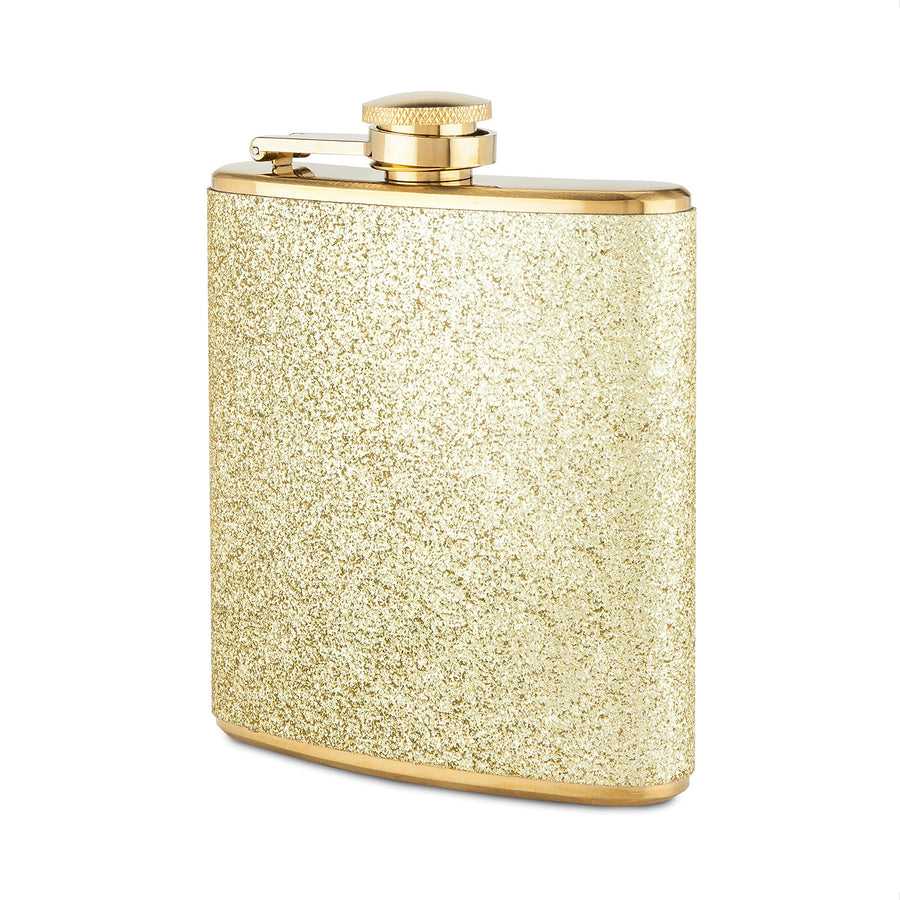Sparkletini Stainless Steel, Glitter Flask, Gifts for Women, Hidden Alcohol Barware, 6 oz, Gold