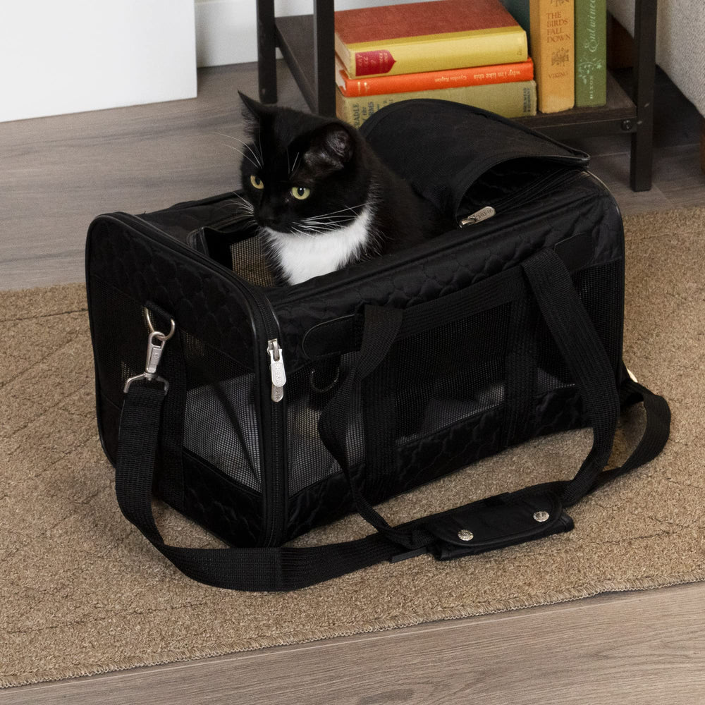Original Deluxe Travel Pet Carrier, Airline Approved & Guaranteed On Board - Black Lattice, Medium