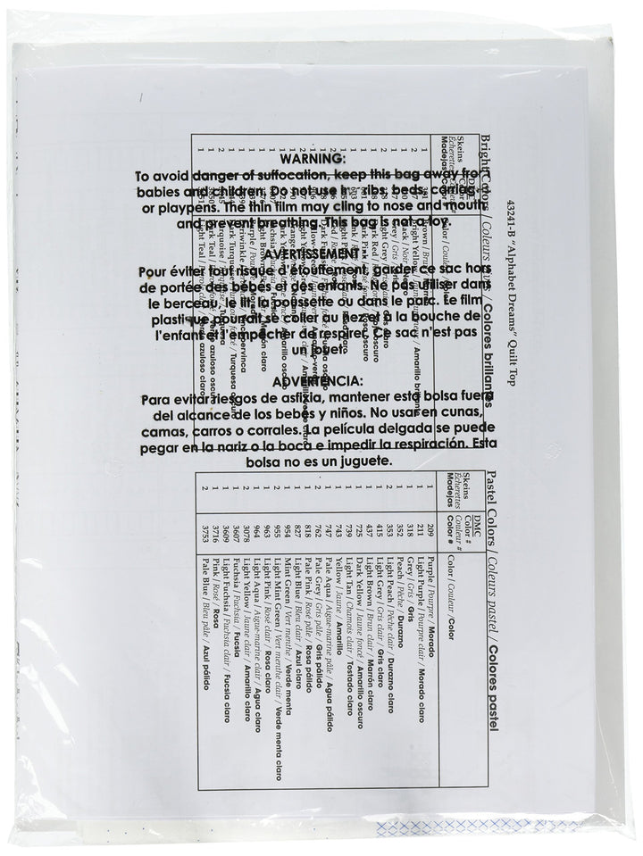 Stamped Cross Stitch Baby Quilt Top, 34 by 43-Inch, 43241 Alphabet Dreams