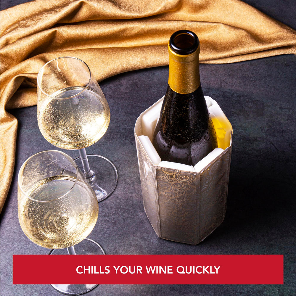 Active Cooler Wine Chiller - Reusable, Flexible Wine Bottle Cooler - Platinum - Wine Cooler Sleeve For Standard Size Bottles - Insulated Wine Bottle Chiller to Keep Wine Cold