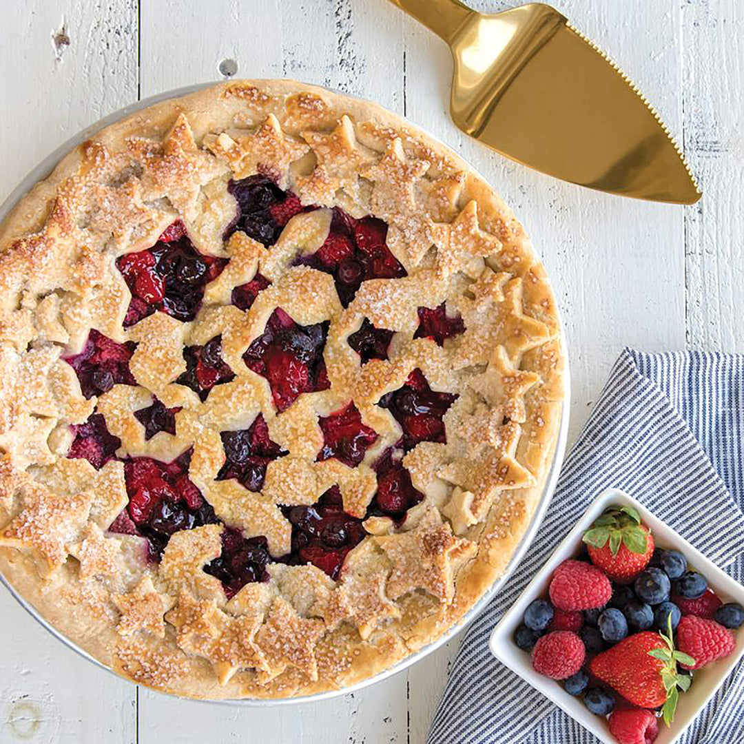 Stars and Cherries Pie Top Cutter, Red