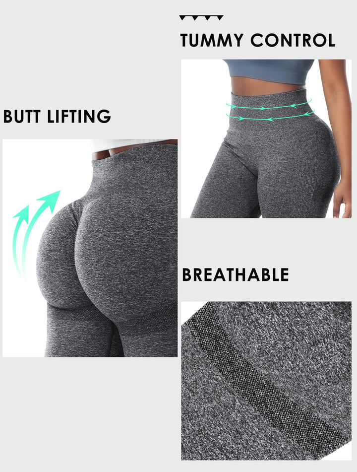 Smile Contour Dark Grey Seamless Leggings for Women High Waist Butt Lift Workout Yoga Pants Scrunch Booty Gym Tights