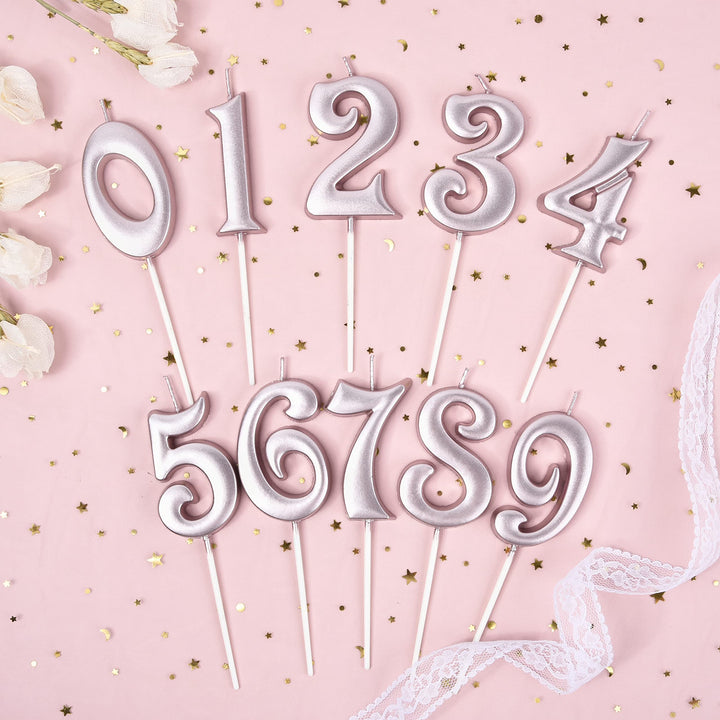 2.76 Inch Elegant Rose Gold 3 Number Birthday Candles, Rose Gold Number Candles, Cake Number Candles, Party Celebration