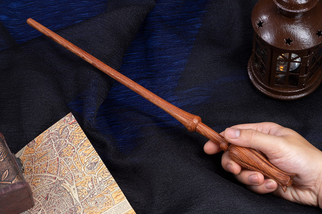Hand Carved Wooden Flower Wand, Handmade Magic Wand for Collectible and Cosplay Girl Wand 15&#39;&#39; for Children and Adults on Halloween, Christmas (Flower Wand)