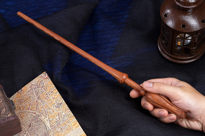 Hand Carved Wooden Flower Wand, Handmade Magic Wand for Collectible and Cosplay Girl Wand 15&#39;&#39; for Children and Adults on Halloween, Christmas (Flower Wand)