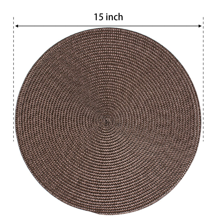Round Braided Placemats Set of 6 Table Mats for Dining Tables Woven Washable Non-Slip Place mats 15 inch for Fall Decor(Brown, 6pcs)