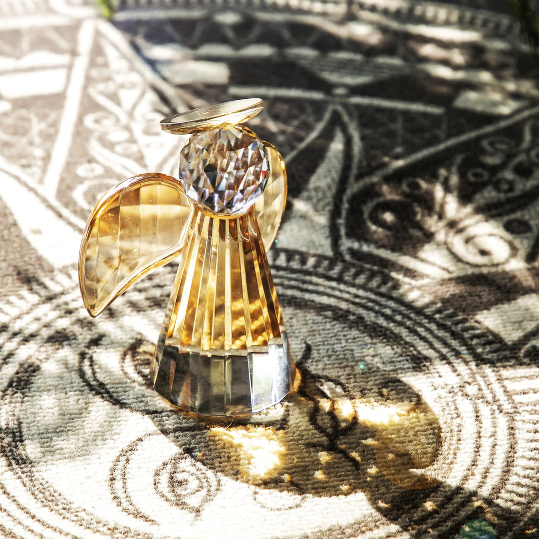 QFkris Champagne Crystal Guardian Angel Figurines Colle