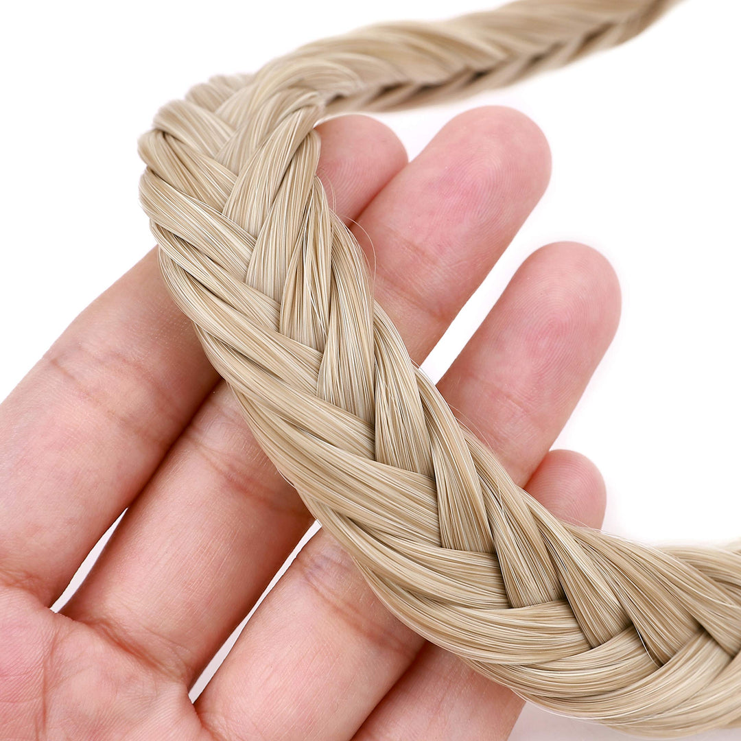 Braids Headband For Women Fishtail Braided Hairband Fishtails Braids Fish Tail Braid Hairband Plaited Braid Headband Synthetic Braid Headband Hairpieces For Girl 45g #4AP27