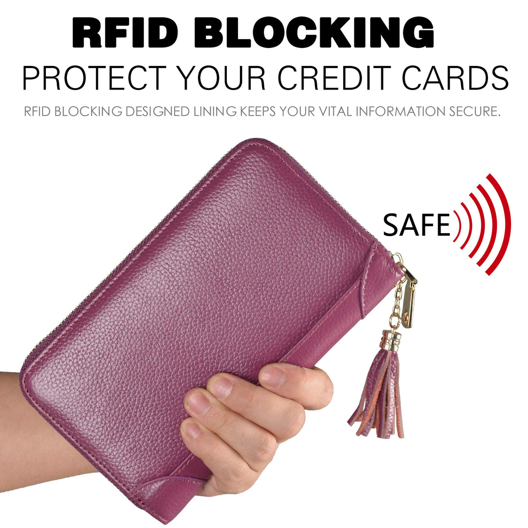 Easyoulife Credit Card Holder Wallet Womens Zipper Leat
