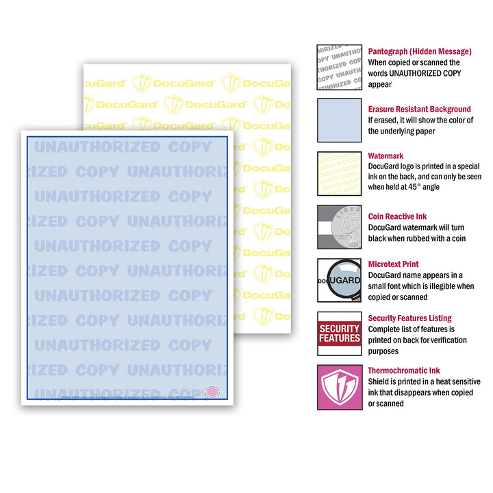 Advanced Blue Multi-Purpose Security Paper, 7 Features, 8.5 x 11 Inches, 24 lb, 500 Sheets (04546)