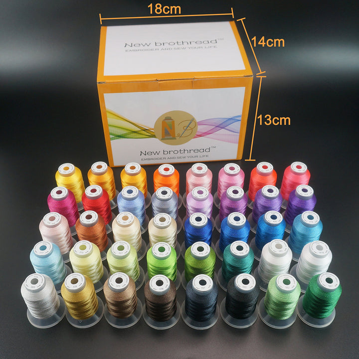 40 Brother Colors Polyester Embroidery Machine Thread Kit 500M (550Y) each Spool for Brother Babylock Janome Singer Pfaff Husqvarna Bernina Embroidery and Sewing Machines