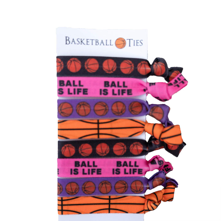 8 Piece Hair Elastic Set - Basketball Gift for Girls &amp; Women - Accessories for Players, Coaches, Teammates, High School Basketball Teams, Women&#39;s Leagues -
