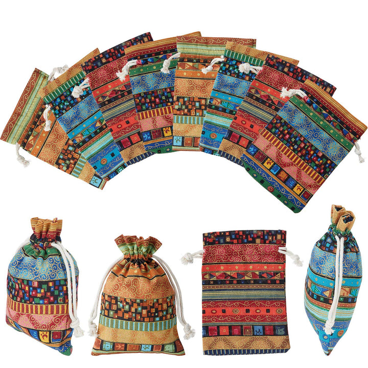28 Pack Egyptian Style Jewelry Coin Pouches Aztec Print Drawstring Gift Bag New Year's Day Gift Bag for Candy Wedding Party Valentine Favors