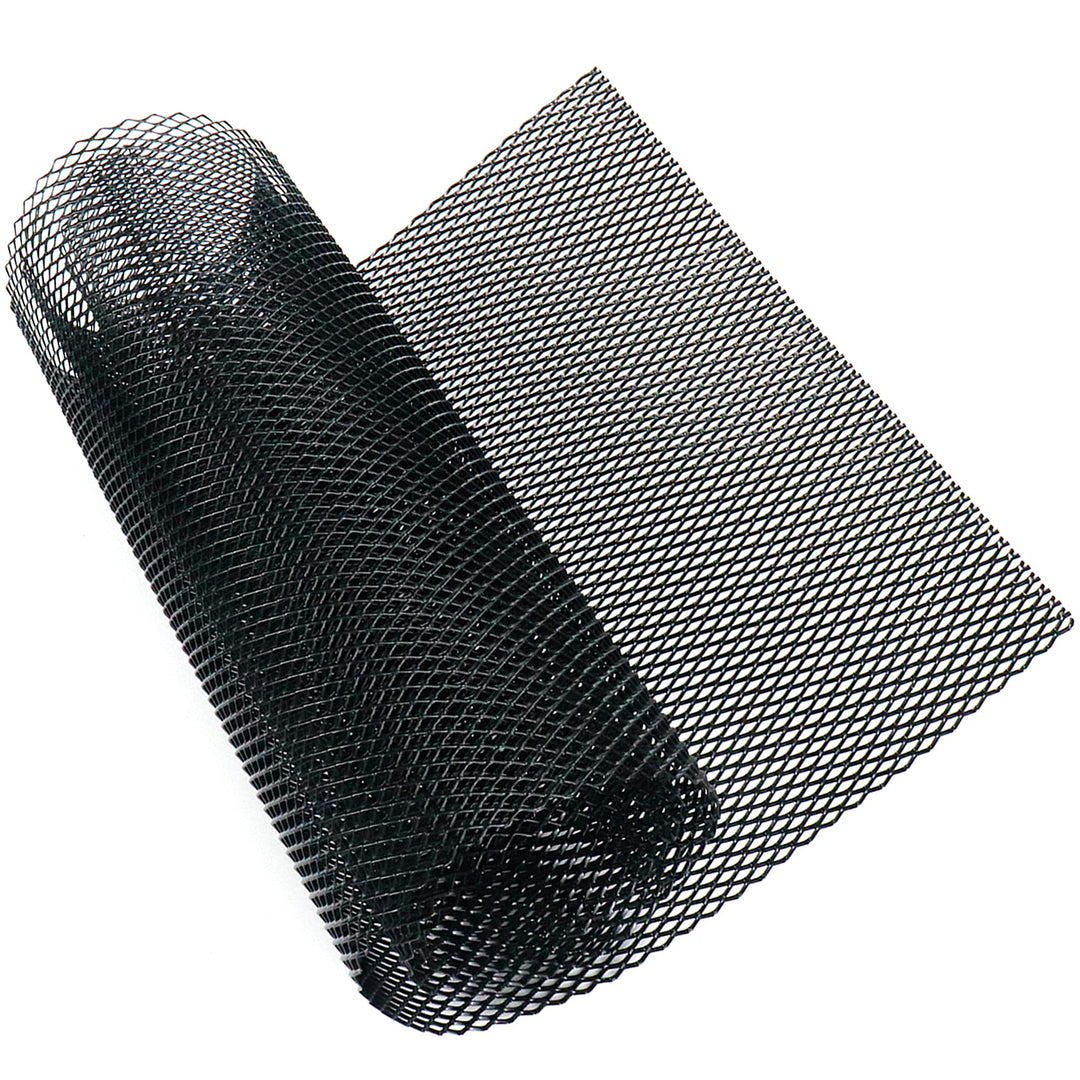 40 x 13 inch Car Grill Mesh Sheet, Black Painted Aluminum Alloy Multifunctional Grille Mesh Roll, 4 x 8 mm Rhombic-Shape Grids