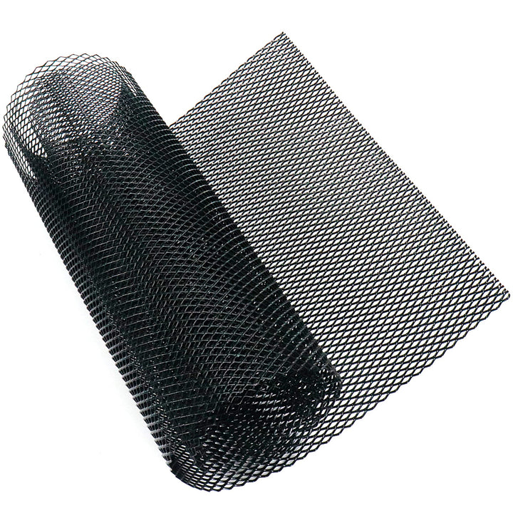 40 x 13 inch Car Grill Mesh Sheet, Black Painted Aluminum Alloy Multifunctional Grille Mesh Roll, 4 x 8 mm Rhombic-Shape Grids