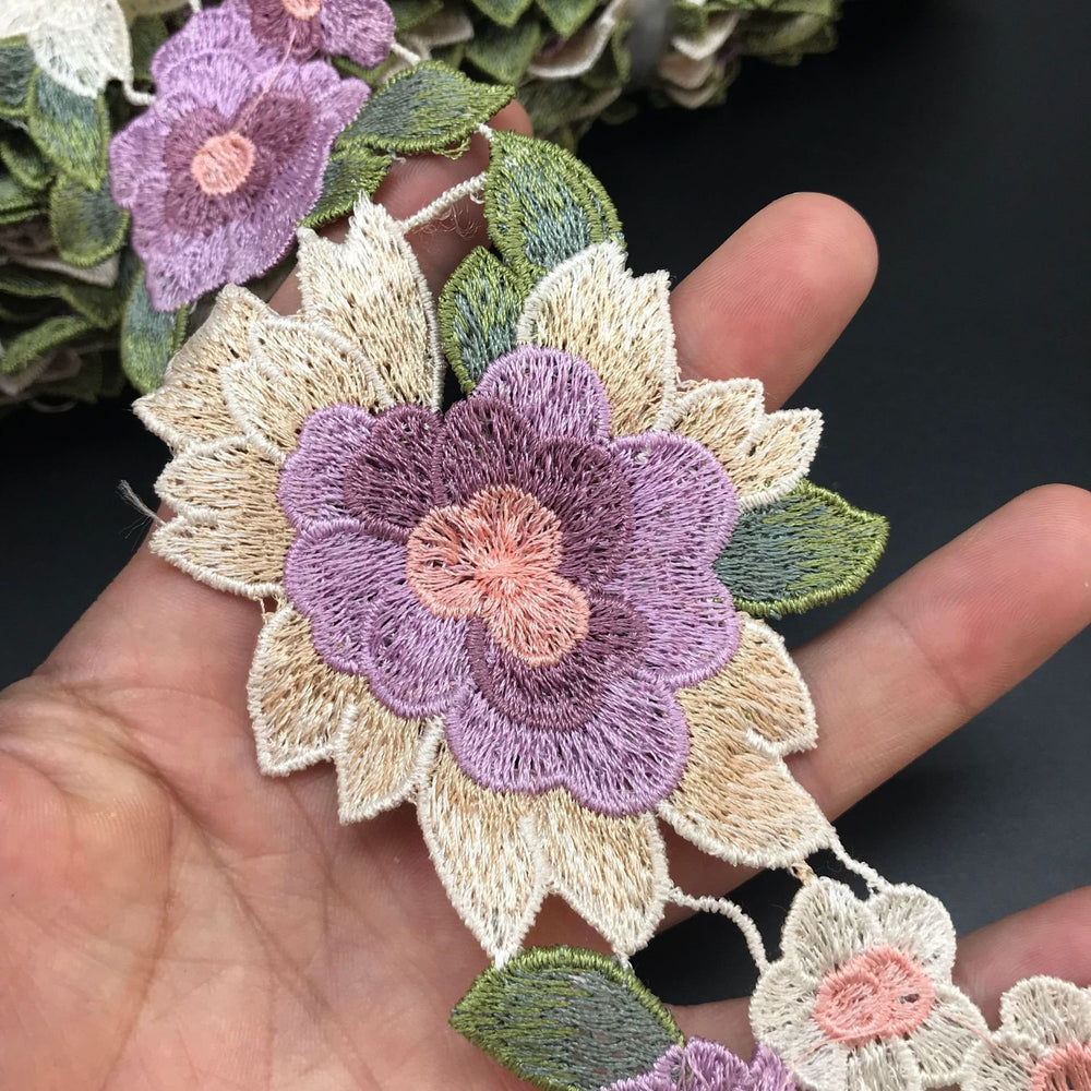 Embroidered Floral Lace Neckline Neck Collar Trim Clothes Sewing Applique Edge (Style A)
