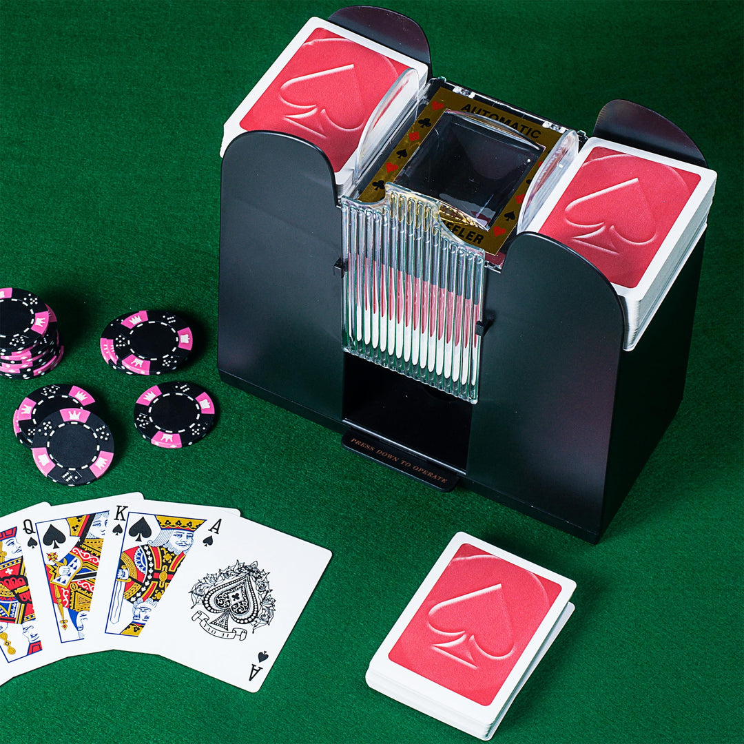Automatic Card Shuffler - Battery-Operated 6-Deck Playing Card Dispenser - Game Night and Casino Accessories