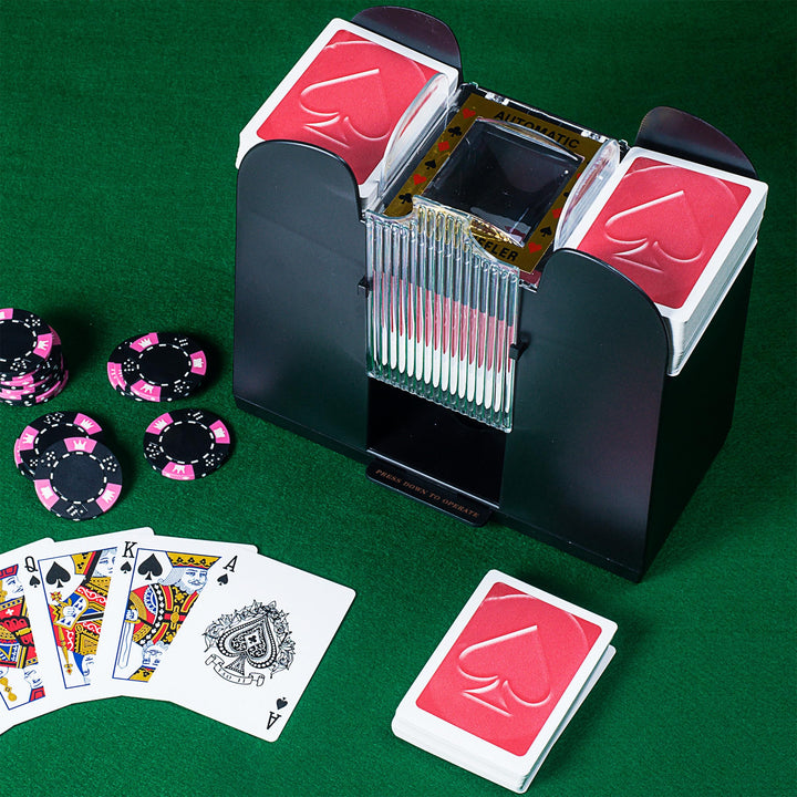 Automatic Card Shuffler - Battery-Operated 6-Deck Playing Card Dispenser - Game Night and Casino Accessories