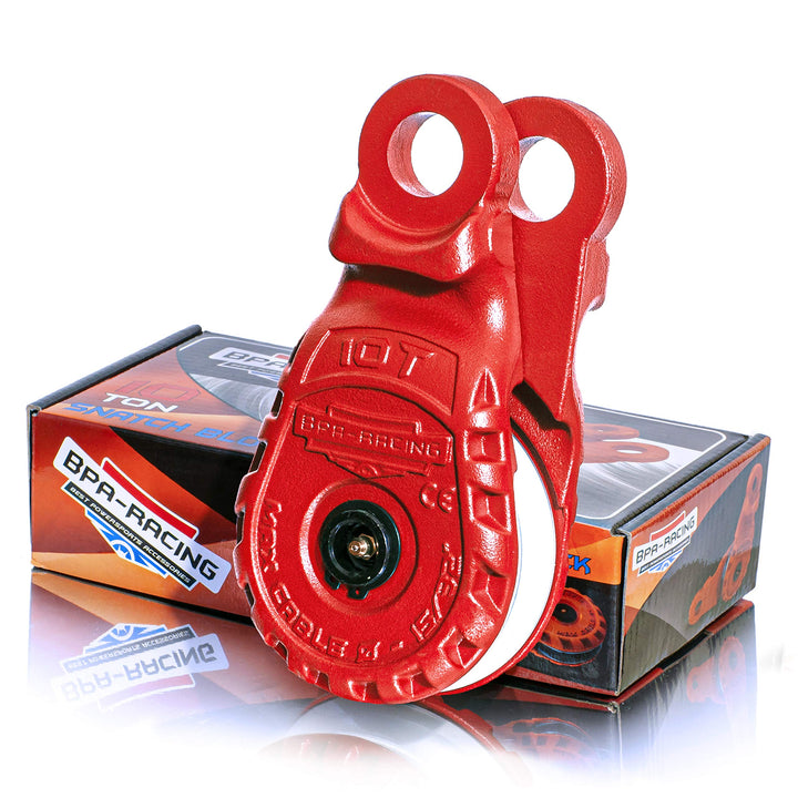 10-Ton Snatch Block | Pulley Block with Easy Grip Handle | Works with 3/4 D-Rings &amp; Synthetic Rope up to 15/32” | Heavy Duty Winch Accessories | Offroad Recovery Emergency Kit