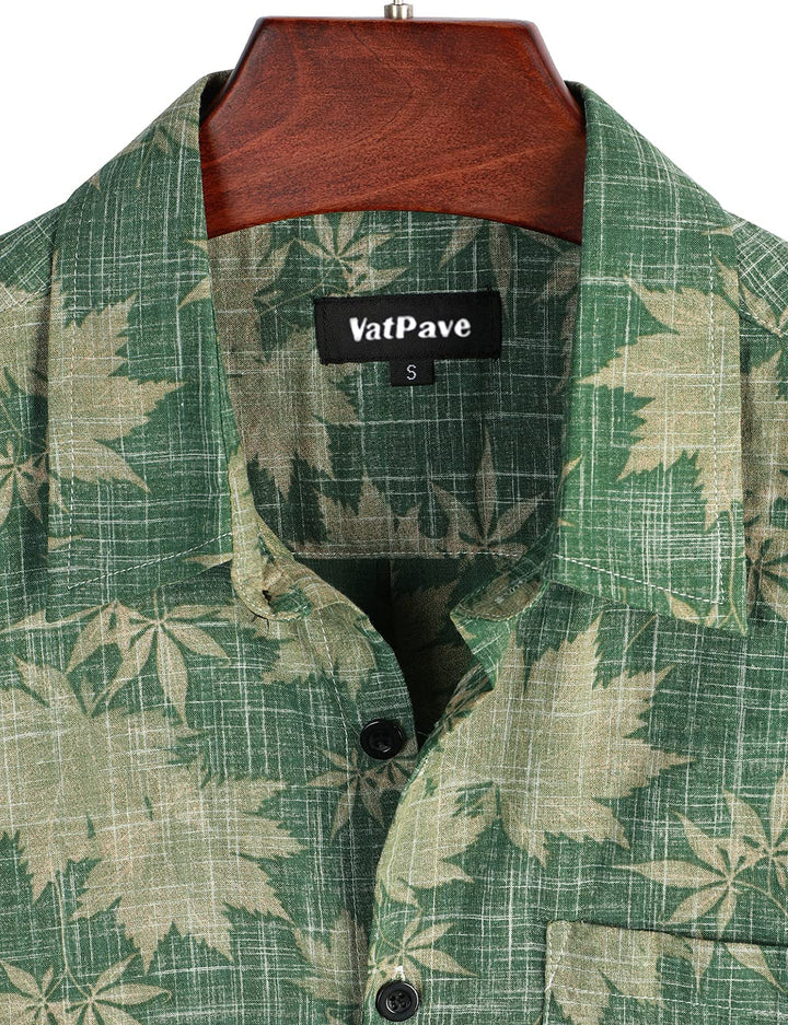 VATPAVE Mens Front Pocket Hawaiian Shirts Casual Floral