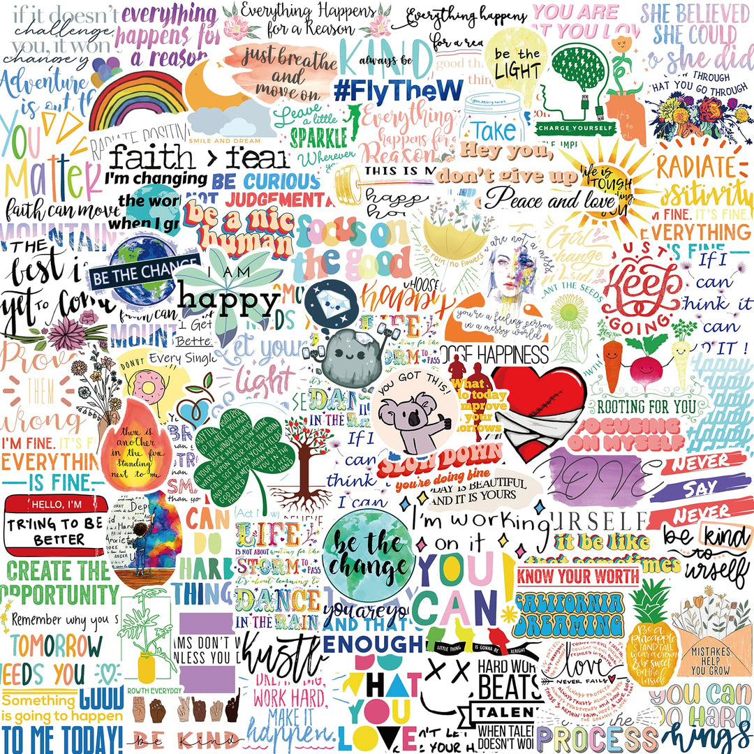 Inspirational Words Stickers [ 100PCS ] Positive Motivational Quote Stickers for journaling, Scrapbooking, Water Bottles, Waterproof Sticker Packs Decals, Vision Board Kit for Teens Adults supplies