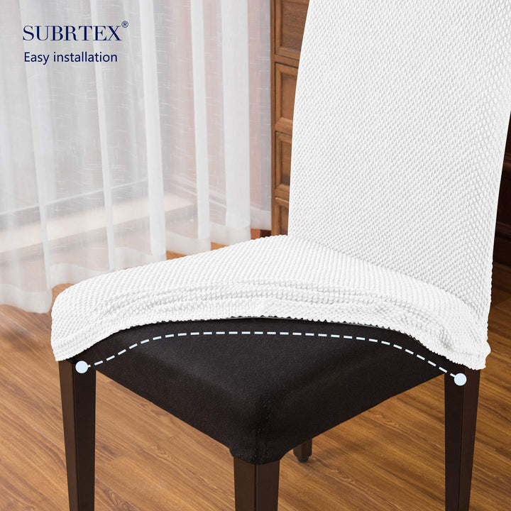 Dining Room Chair Slipcovers Parsons Chair Covers Set of 4 Stretch Dining Chair Covers Removable Washable Kitchen Chair Covers Chair Protector Covers for Dining Room,Party,Hotel(White)