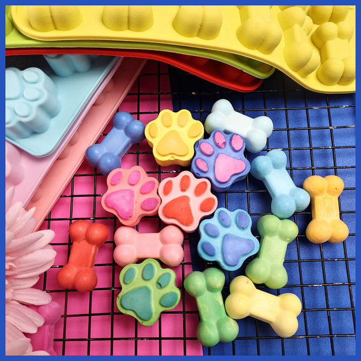 Puppy Dog Paw and Bone Silicone Molds Silicone Trays for Chocolate, Candy, Jelly, Ice Cube, Dog Treats