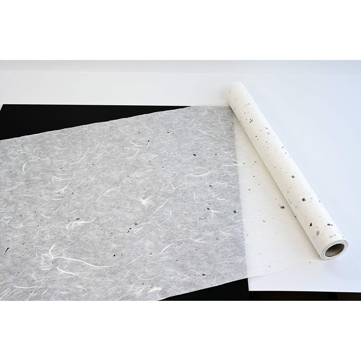 Korean Mulberry Paper HanJi Natural Fiber Texture Gift Wrapping Packaging Decorative Wallpaper UnYong-Ji Roll White with Mulberry bark Spots 54Cm x 20m (21.3 x 787.4 Inches)