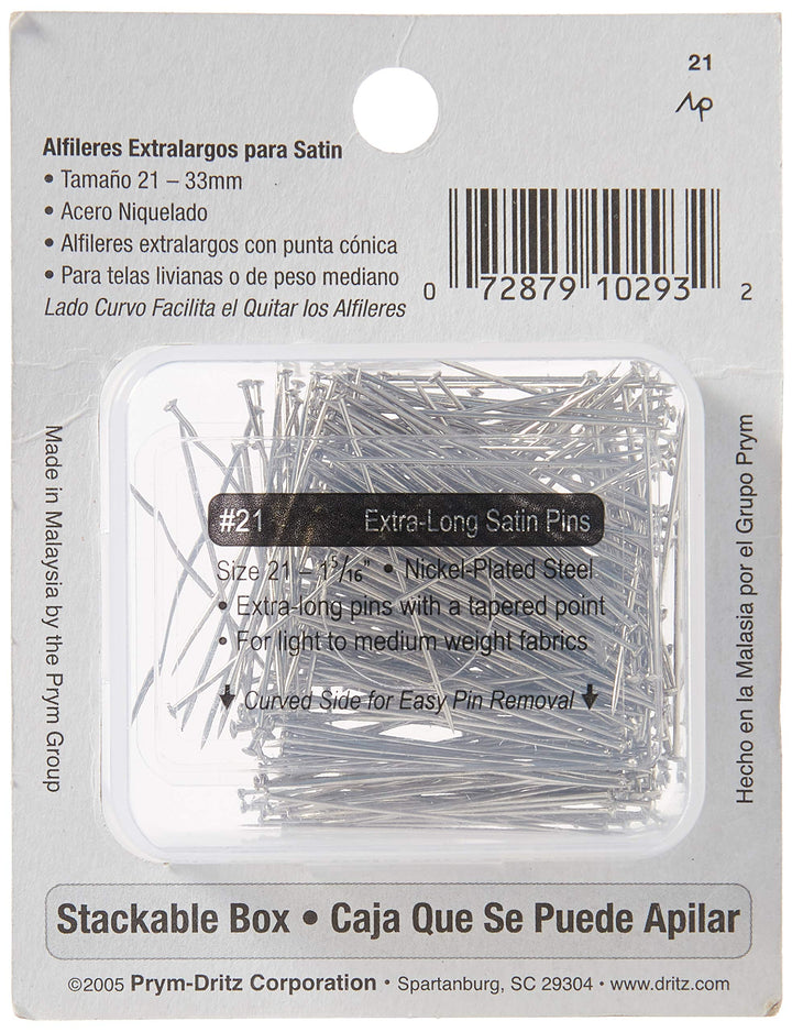 Dritz 21 Satin Pins, Extra Long, 1-5/16-Inch (300-Count