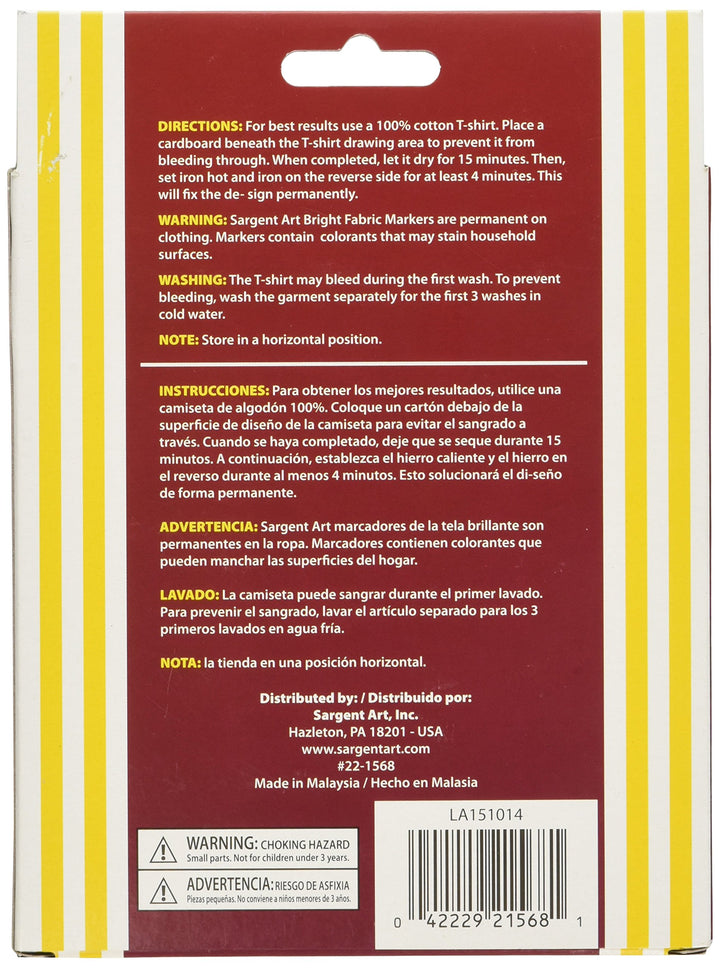 22-1568 10-Count Bright Fabric Markers, Colors may vary