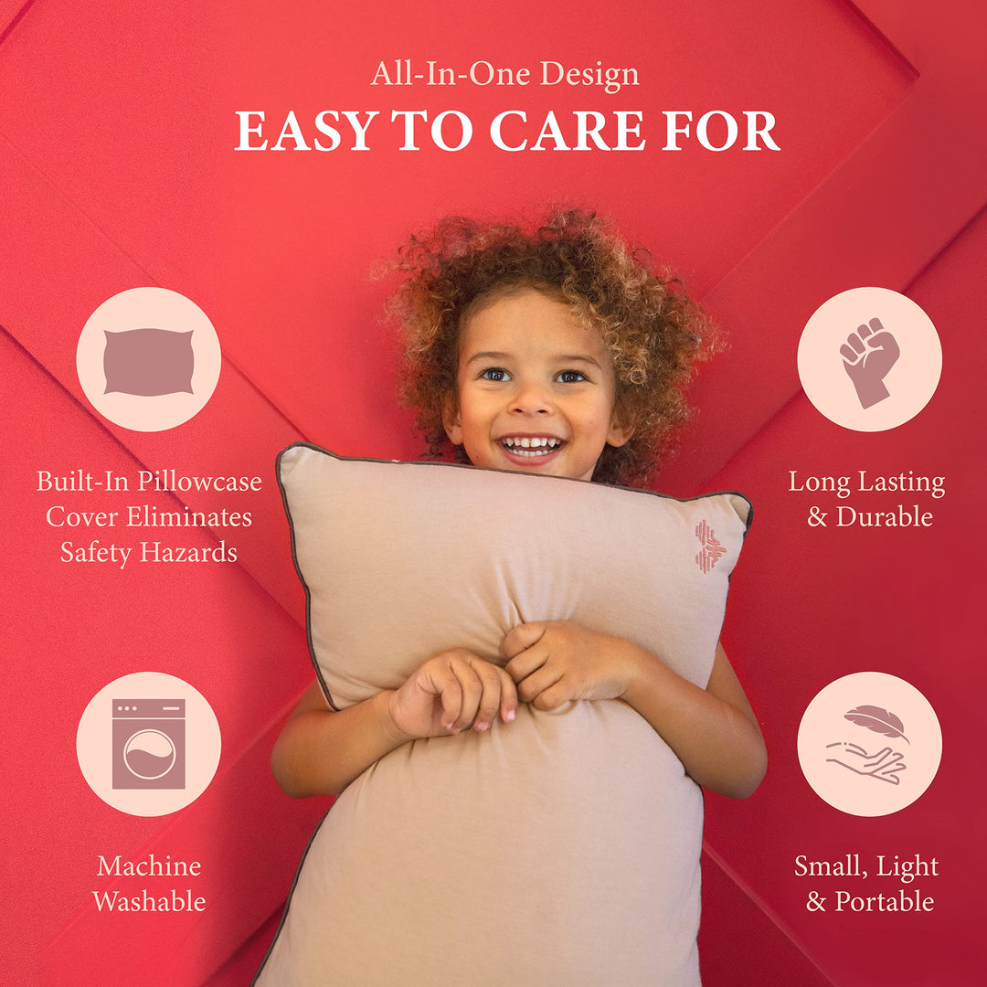 Little Garoo Toddler Pillow with Pillowcase – 14x19 Pillow – Dino Cotton Toddler Pillows for Sleeping, Kids Pillow, Travel Pillows for Sleeping, Mini Pillow, Toddler Bed Pillows