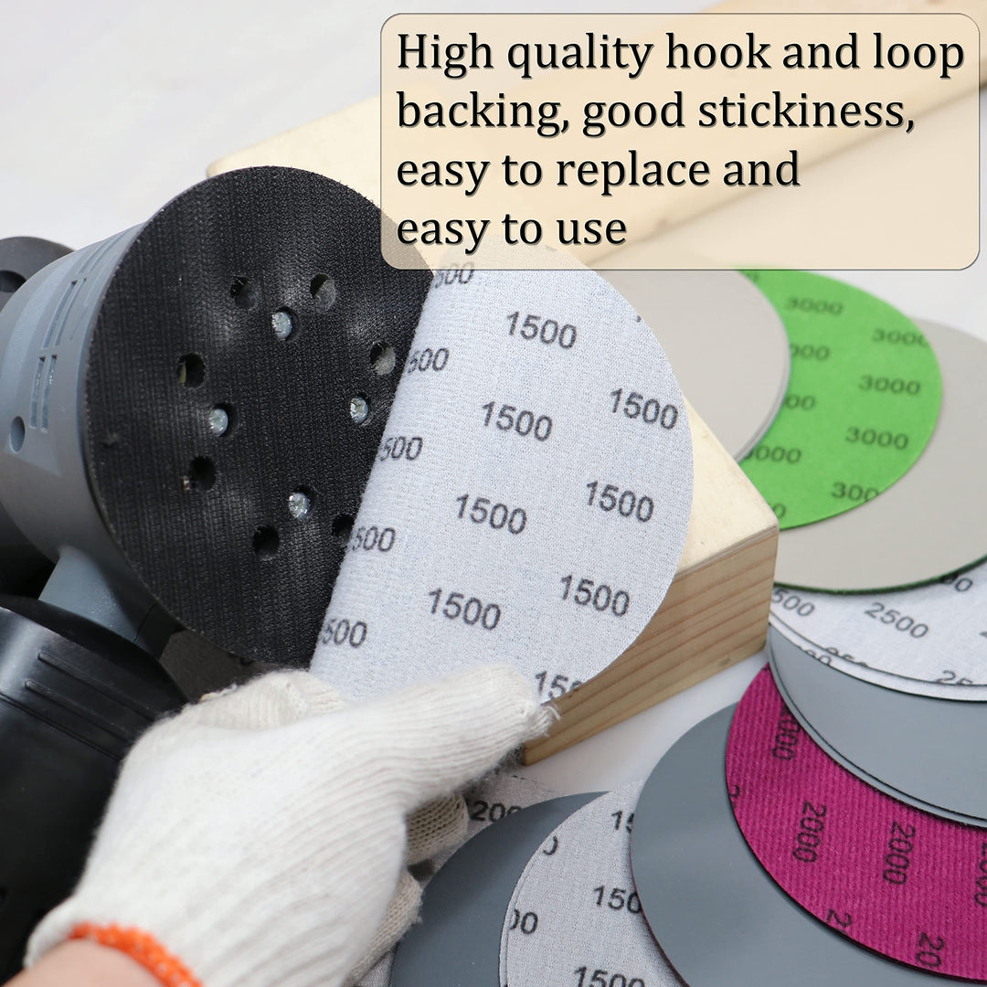 40PCS 5 inch No Hole #800-#5000 Wet Dry Sanding Discs 800 1000 1200 1500 2000 2500 3000 5000 Grit Sandpaper Compatible for Random Orbital Sanders (#800-#5000 8Kind Grit Each 5PCS)