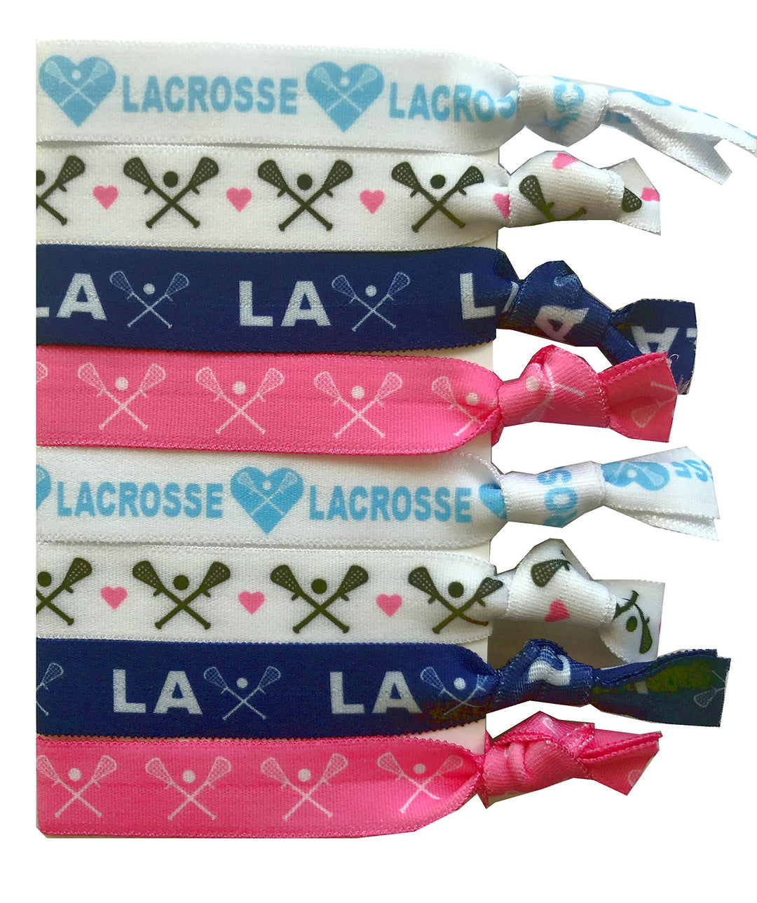 8 Piece Lacrosse Hair Elastic Set - Girls Lacrosse Hair Accessories - No Crease Lacrosse Hair Elastics Set - Lacrosse Set - Lacrosse Accessories for Players, Women, Girls, Coaches, Teams, Leagues - MA