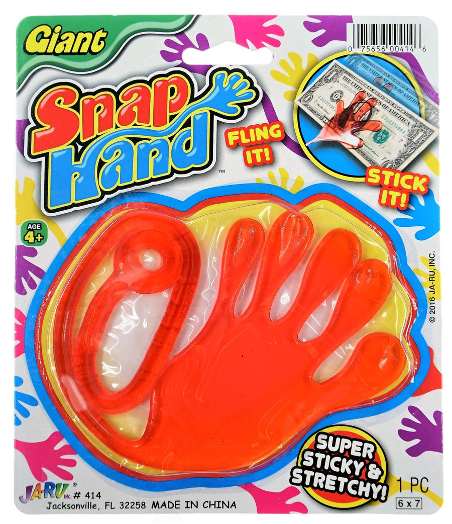 Giant Snap Hand-Jumbo Sticky Hands Toy (1 Pack Assorted) Large Stretchy Sticky Hands Toy for Kids. Party Favors, Classroom Prizes, Birthday Gifts Easter Day Goodie Bags Stuffers Bulk.414-1A