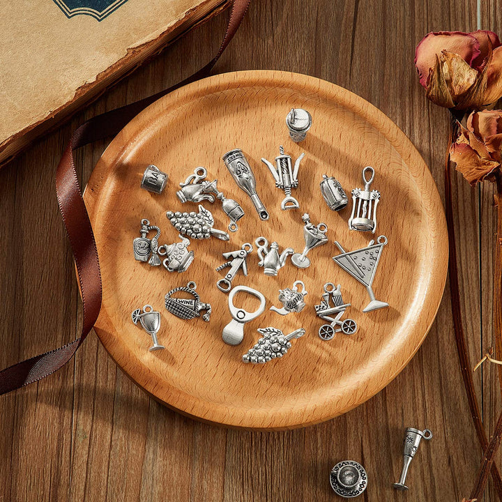 85 Pieces Wine Charms for Jewelry Making Wine Glass Charms Wine Charms for Bracelets Necklace Pendants Wine Themed Charms Craft with a Storage Bag