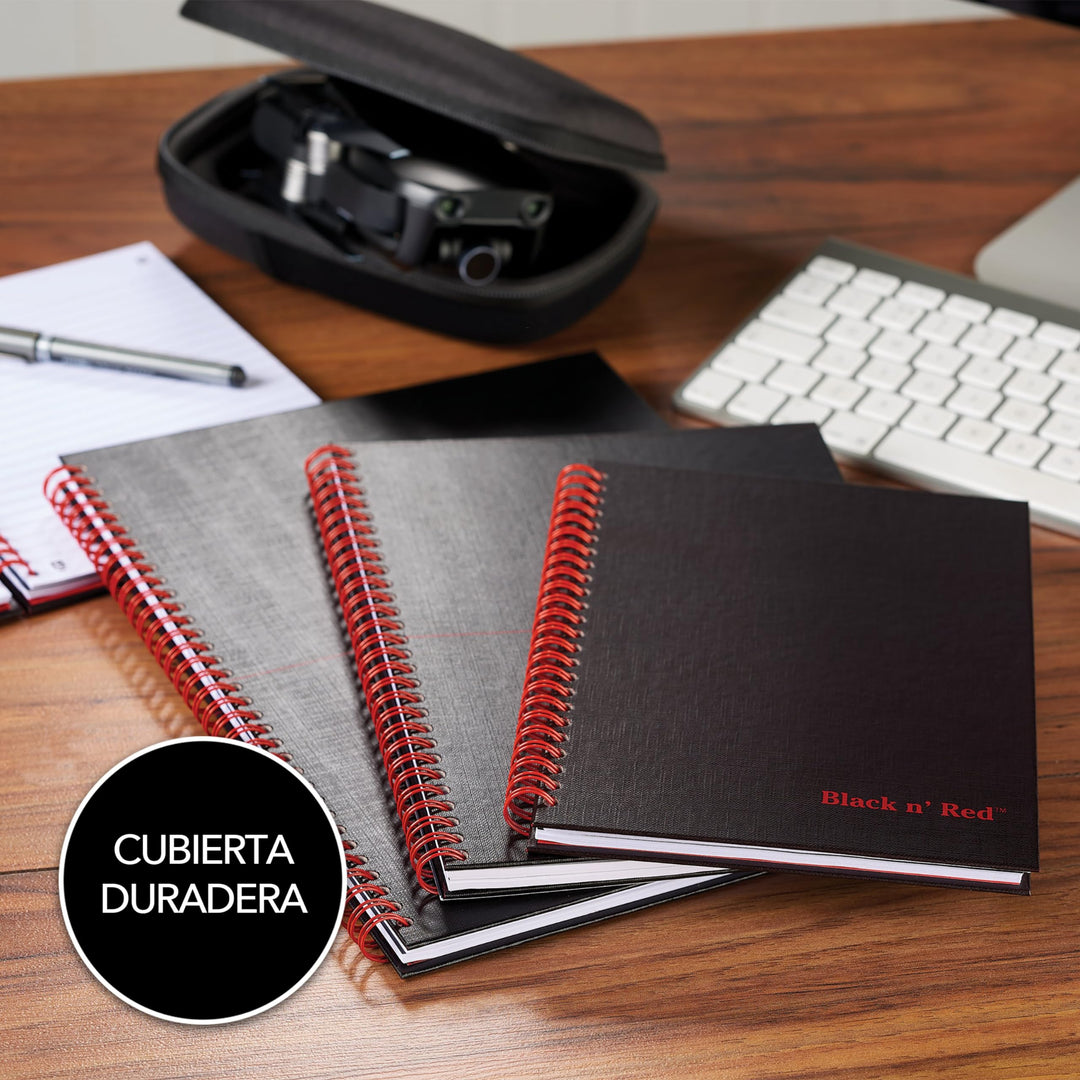 Black n&#39; Red Twin Wire Hardcover Notebook, 8-1/4 x 5-7/8, Black/Red, 70 Ruled Sheets (L67000)